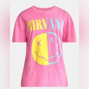Nirvana Women's Front Back Graphic Band Short Sleeve Tee Size Medium